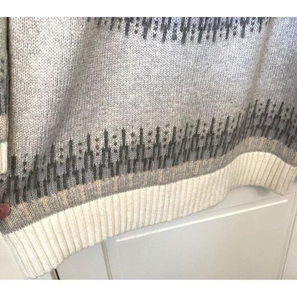 Lands End Women Size 1X Sweater Ivory Fair Isle Chunky Wool Alpaca Turtleneck - Picture 7 of 15